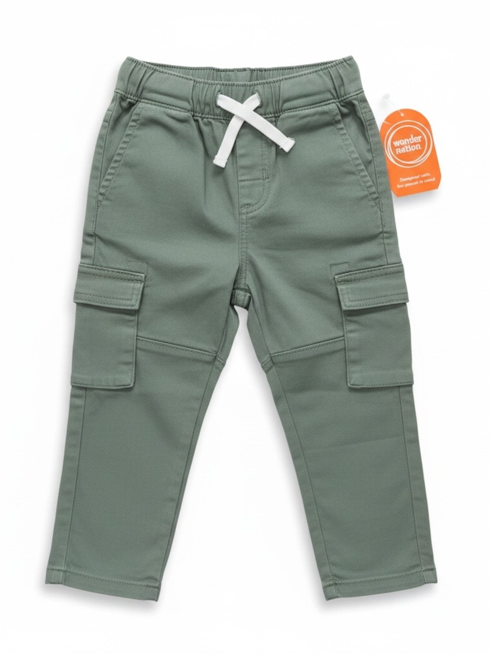 wonder nation Olive Green Cargo Joggers with White Drawcord